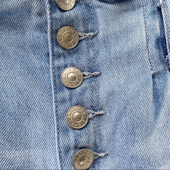 AEO mom short 100% cotton paperbag denim shorts light wash high rise size 6 - Picture 9 of 12